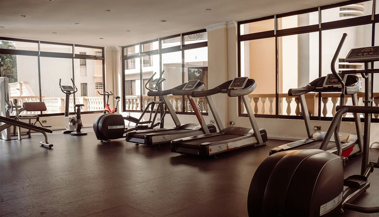 Fitness studio with treadmills and exercise equipment