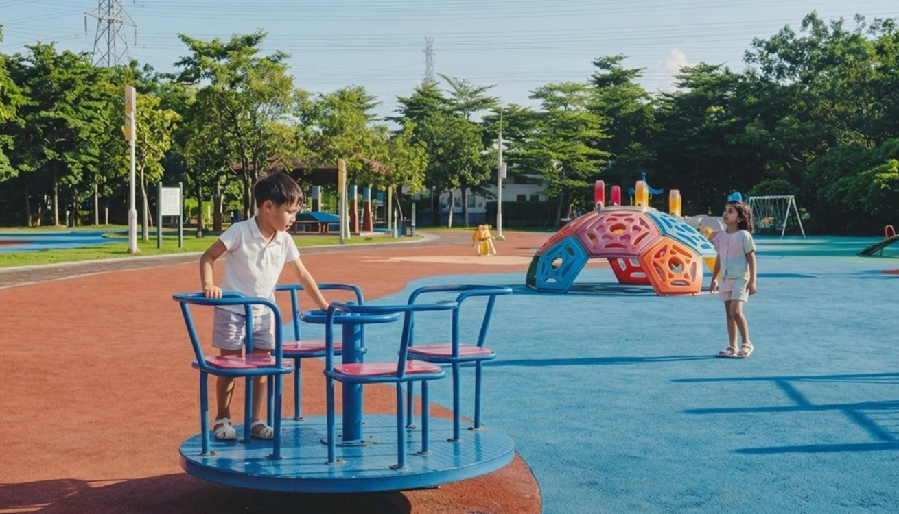 Children enjoying an outdoor play area
